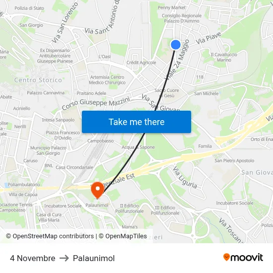 4 Novembre to Palaunimol map