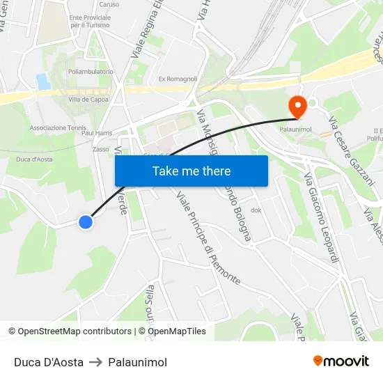 Duca D'Aosta to Palaunimol map