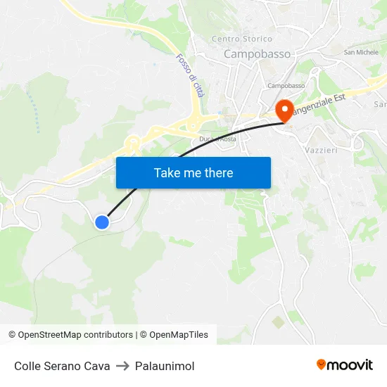 Colle Serano Cava to Palaunimol map