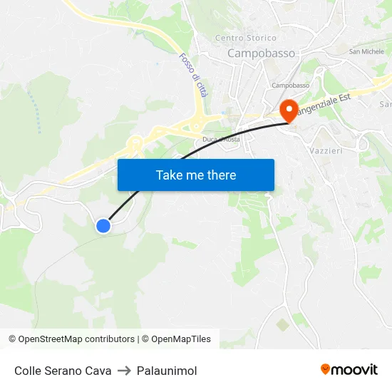 Colle Serano Cava to Palaunimol map