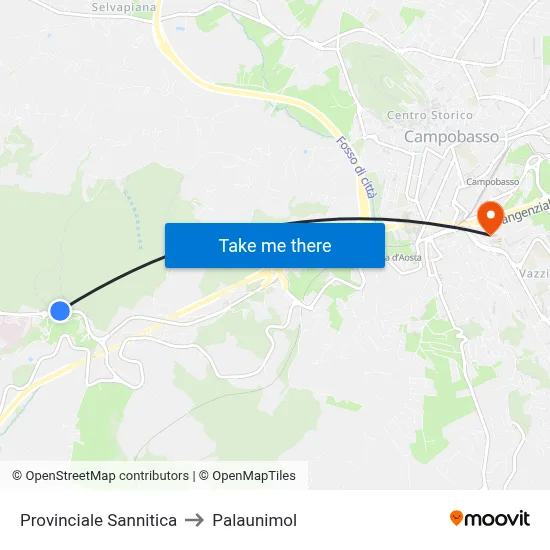 Provinciale Sannitica to Palaunimol map