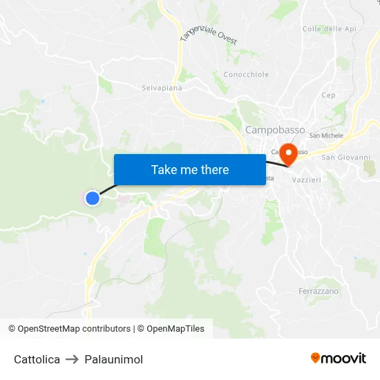 Cattolica to Palaunimol map