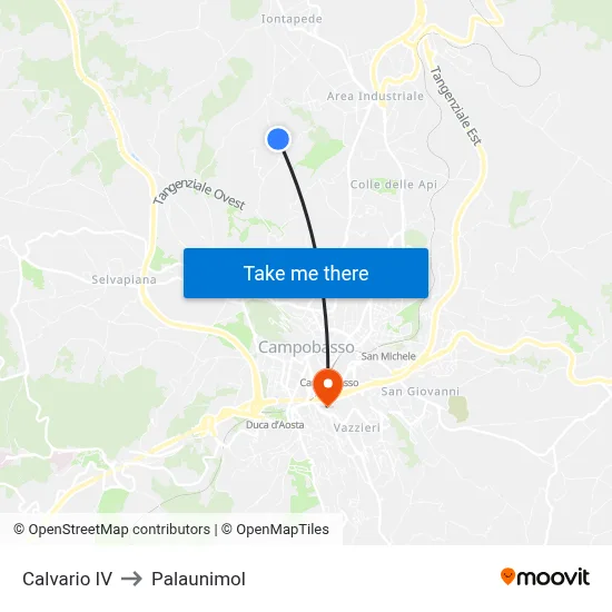 Calvario IV to Palaunimol map