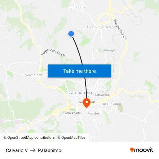 Calvario V to Palaunimol map