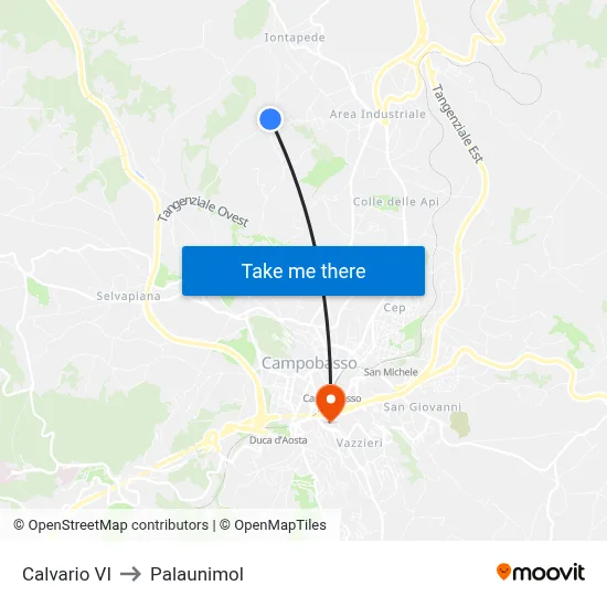 Calvario VI to Palaunimol map