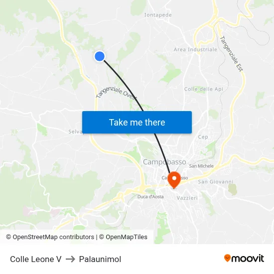 Colle Leone V to Palaunimol map