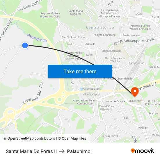 Santa Maria De Foras II to Palaunimol map