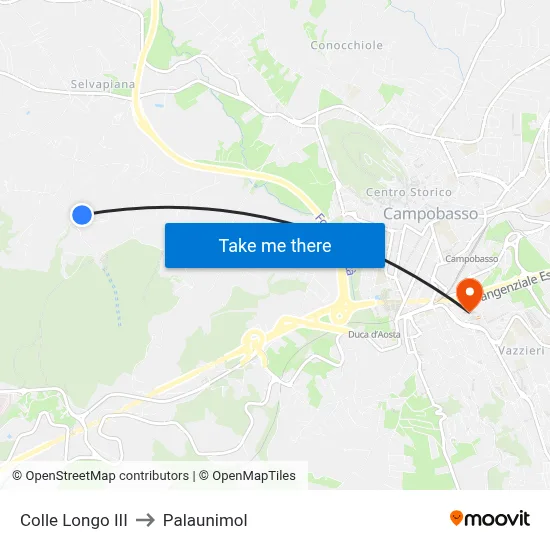Colle Longo III to Palaunimol map