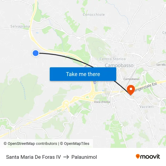 Santa Maria De Foras IV to Palaunimol map