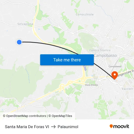 Santa Maria De Foras VI to Palaunimol map