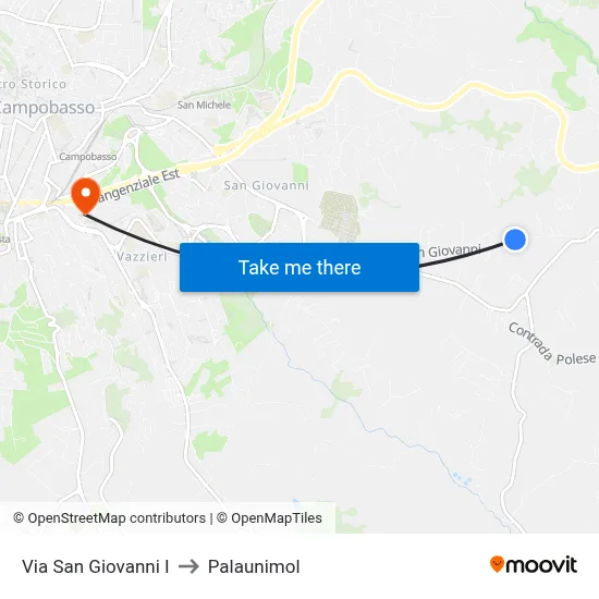 Via San Giovanni I to Palaunimol map