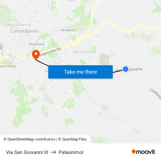 Via San Giovanni III to Palaunimol map