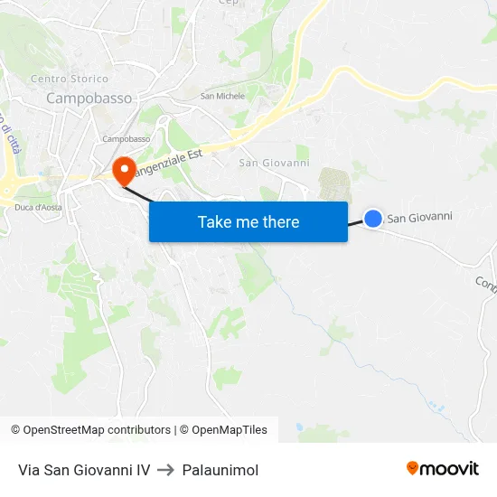 Via San Giovanni IV to Palaunimol map