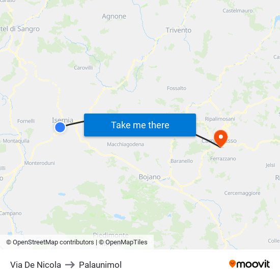 Via De Nicola to Palaunimol map
