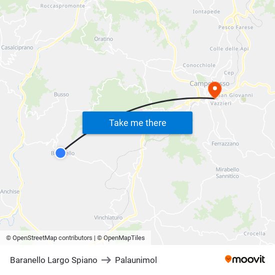 Baranello Largo Spiano to Palaunimol map