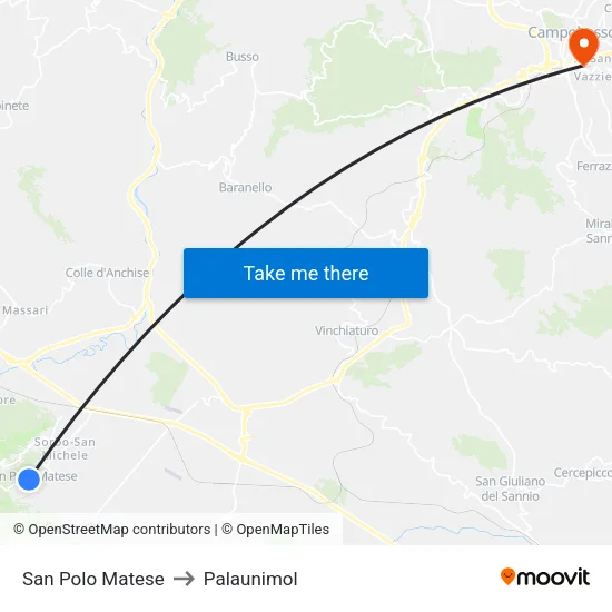 San Polo Matese to Palaunimol map