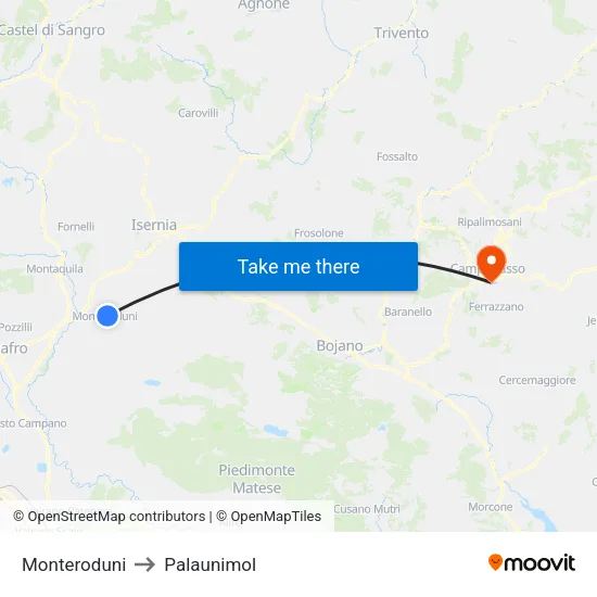 Monteroduni to Palaunimol map