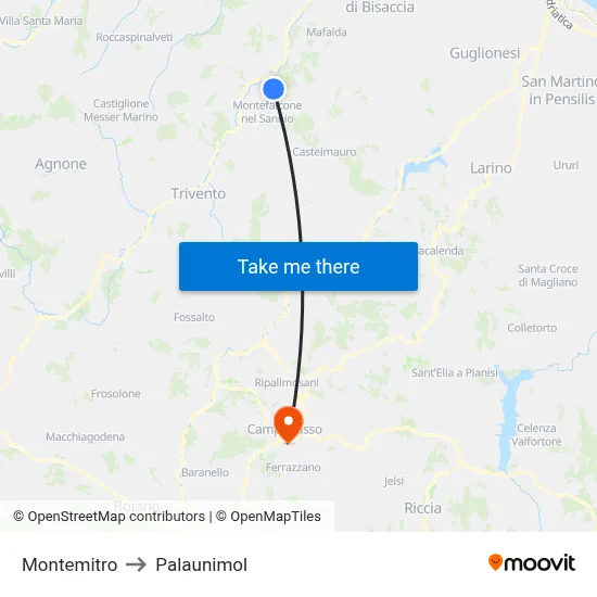 Montemitro to Palaunimol map