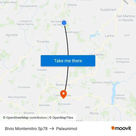 Montemitro Sp78 Junction to Palaunimol map