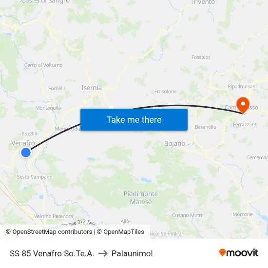 SS 85 Venafro So.Te.A. to Palaunimol map