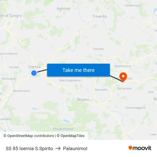SS 85 Isernia S.Spirito to Palaunimol map