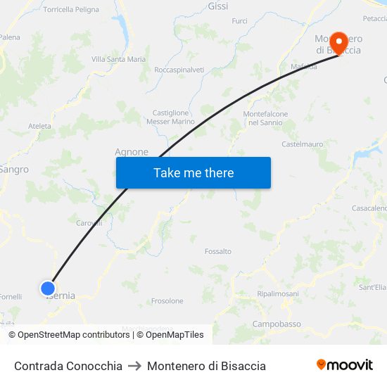 Contrada Conocchia to Montenero di Bisaccia map