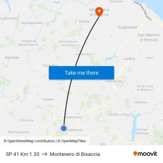 SP 41 Km 1.30 to Montenero di Bisaccia map