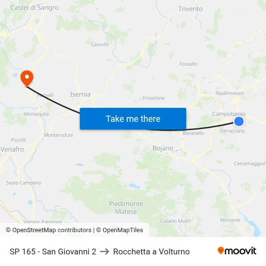 SP 165 - San Giovanni 2 to Rocchetta a Volturno map