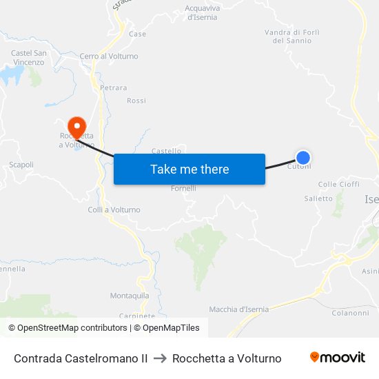 Contrada Castelromano II to Rocchetta a Volturno map