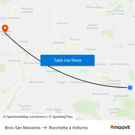 Bivio San Massimo to Rocchetta a Volturno map