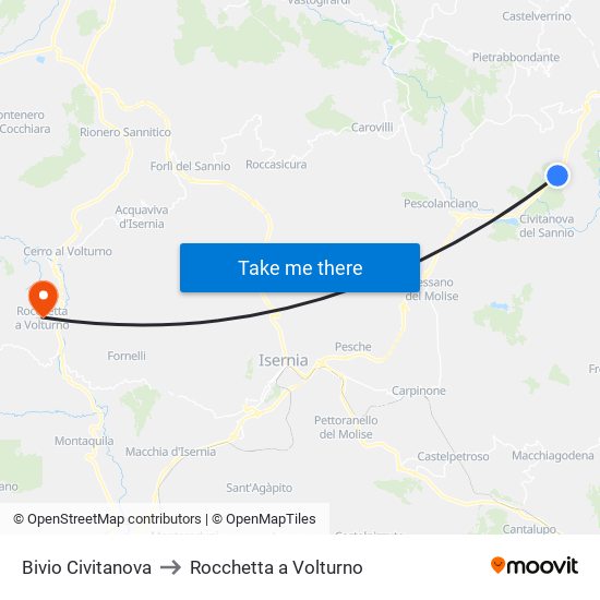 Bivio Civitanova to Rocchetta a Volturno map