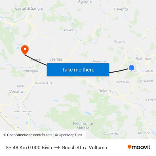 SP 48 Km 0.000 Bivio to Rocchetta a Volturno map