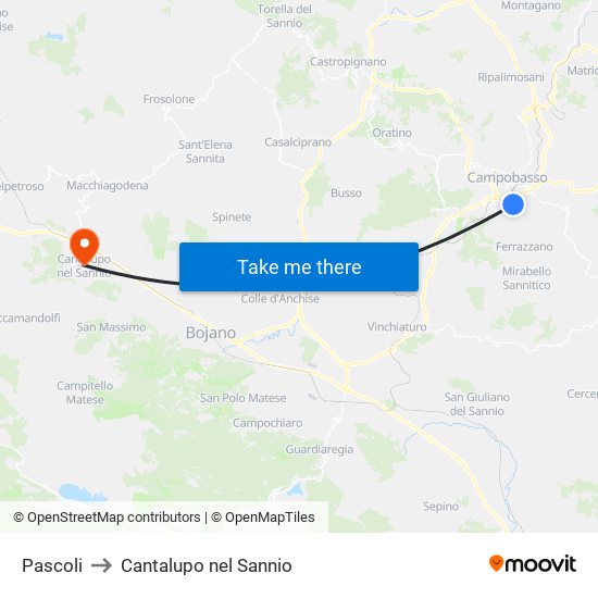 Pascoli to Cantalupo nel Sannio map