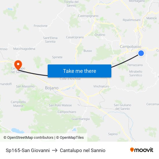 Sp165-San Giovanni to Cantalupo nel Sannio map