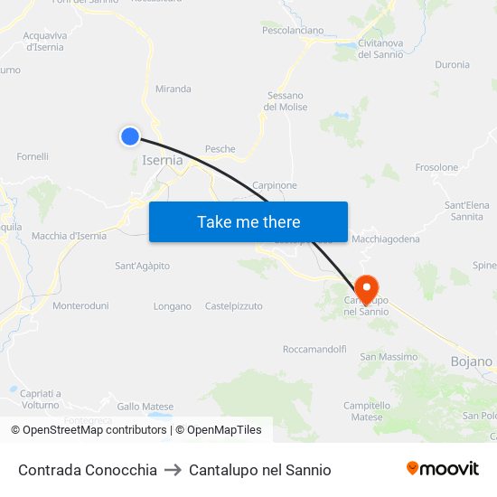 Contrada Conocchia to Cantalupo nel Sannio map