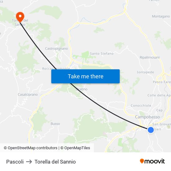 Pascoli to Torella del Sannio map