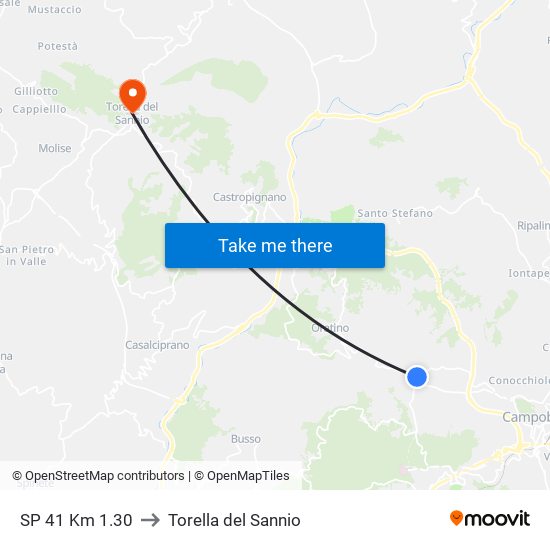 SP 41 Km 1.30 to Torella del Sannio map