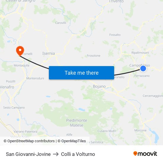 San Giovanni-Jovine to Colli a Volturno map