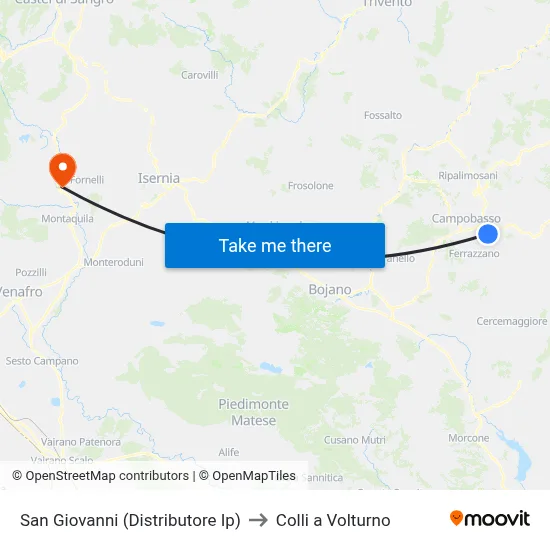 San Giovanni (IP Gas Station) to Colli a Volturno map