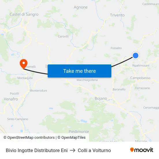 Ingotte Eni Gas Station Junction to Colli a Volturno map