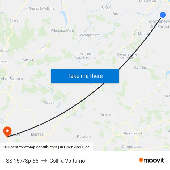 SS 157/Sp 55 to Colli a Volturno map