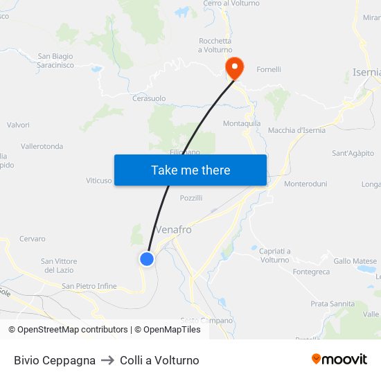 Bivio Ceppagna to Colli a Volturno map