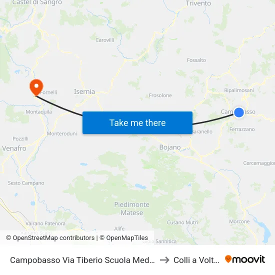 Campobasso Meda Colozza School to Colli a Volturno map