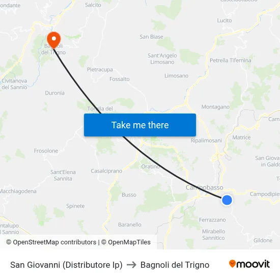 San Giovanni (IP Gas Station) to Bagnoli del Trigno map