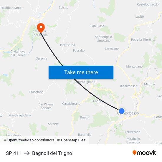 SP 41 I to Bagnoli del Trigno map