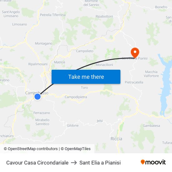 Cavour Casa Circondariale to Sant Elia a Pianisi map
