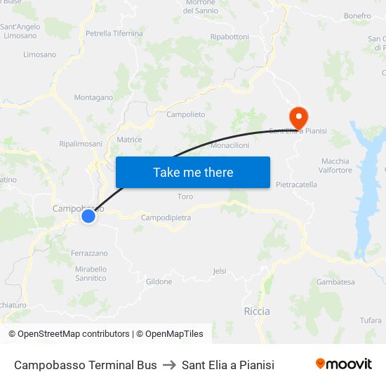 Campobasso Terminal Bus to Sant Elia a Pianisi map