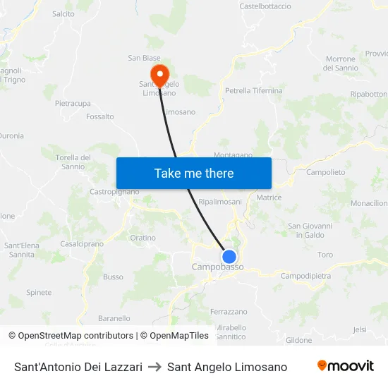 Saint Anthony of Lazzari to Saint Angelo Limosano map