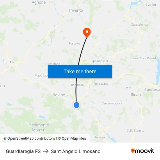 Guardiaregia FS to Saint Angelo Limosano map