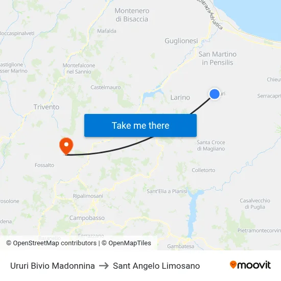 Ururi Bivio Madonnina to Saint Angelo Limosano map
